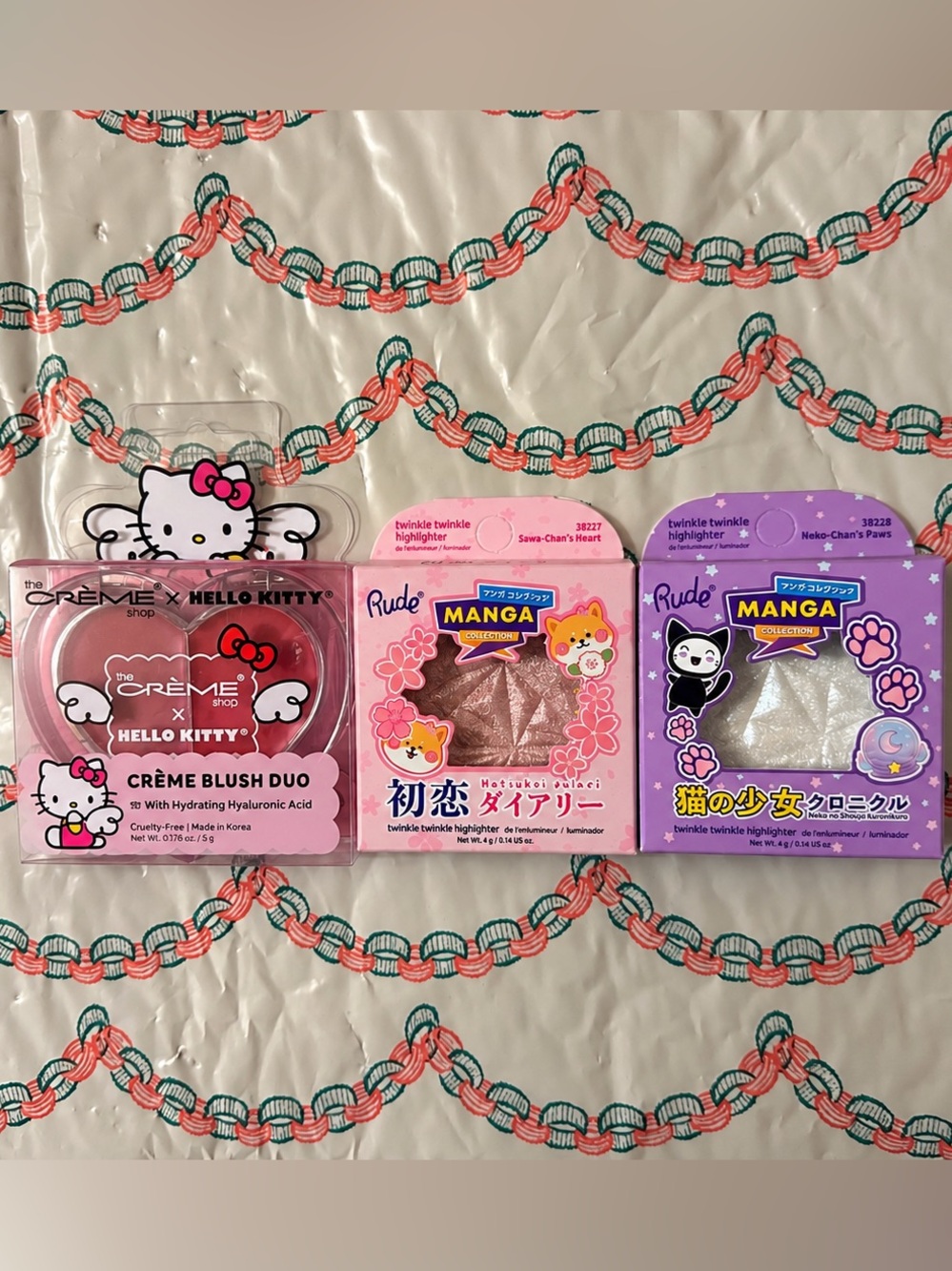 NEW The Crème Shop Hello Kitty + Rude Cosmetics 3-Pc Makeup Set Beauty Bundle
